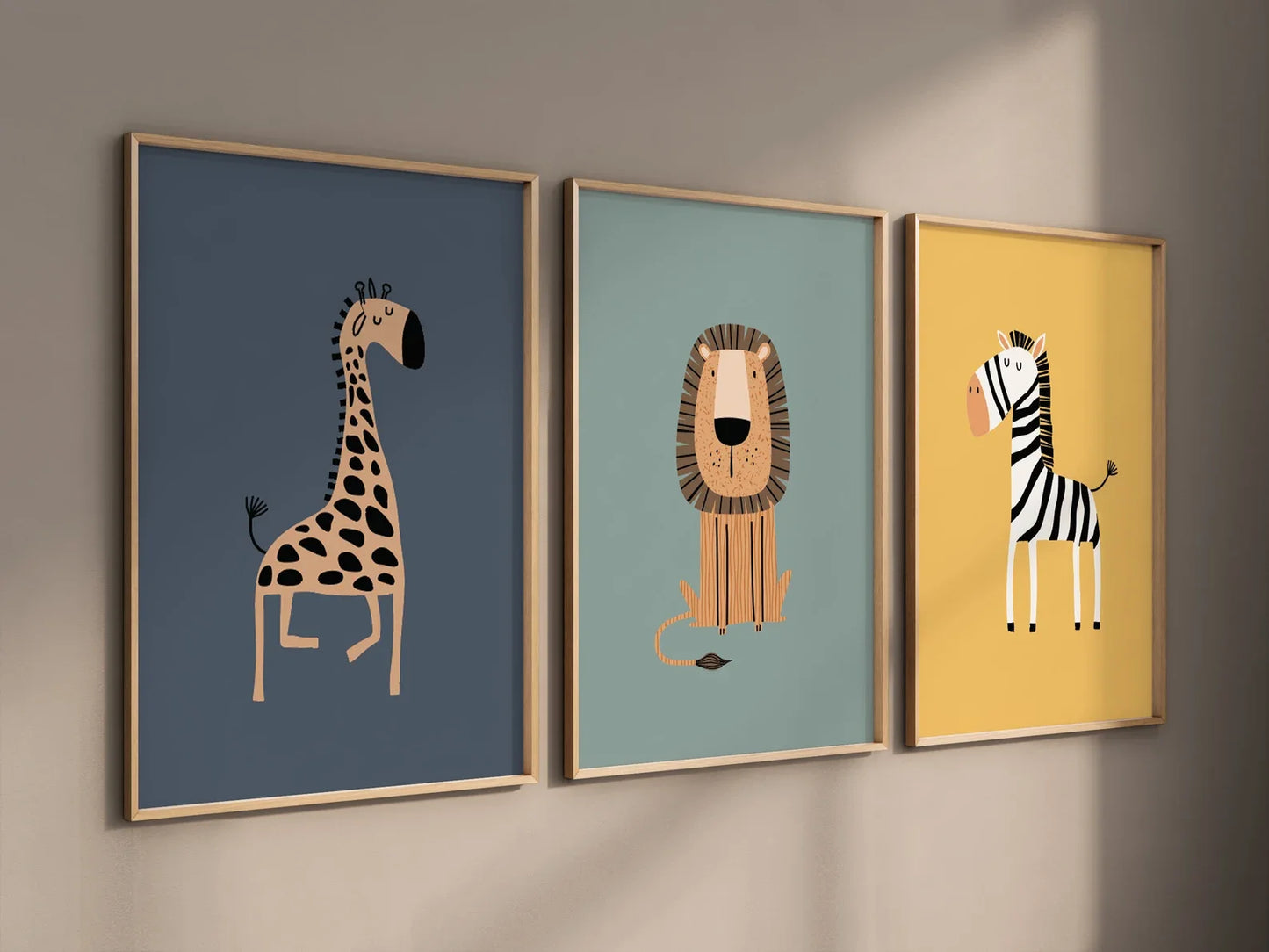 Safari Nursery Wall Art Set of 3, Boho Kids Room Prints, Colorful Jungle Animals Nursery Art, Zebra Lion Elephant Decor, Playroo Peaceful Pleasures Health and Wellness WS8033 40x60cm Unframed