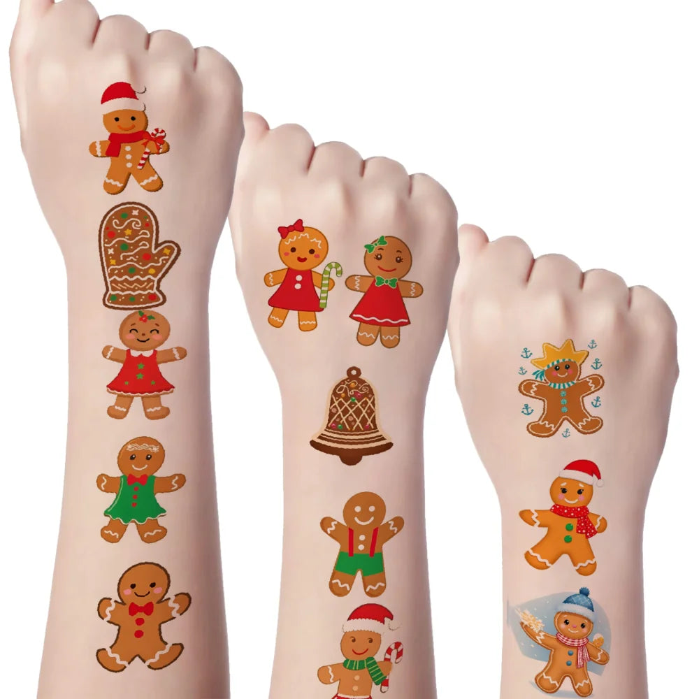 54pcs Christmas Gingerbread Temporary Tattoo Stickers