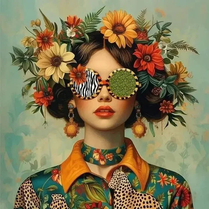 Surrealism Woman & Fish Canvas Wall Art | Fantasy Portrait Print