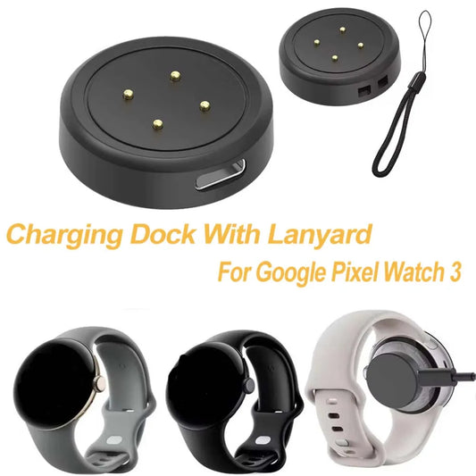 Hight Quality Charging Dock For Google Pixel Watch 3/3XL/2 Fast Charging Dock Holder With Lanyard For Google Pixel Watch 3 Peaceful Pleasures Health and Wellness