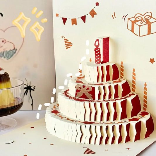 3D Pop-Up Happy Birthday Card – Four-Layer Cake & Envelope Pop-Up Greeting Card Oasis Select
