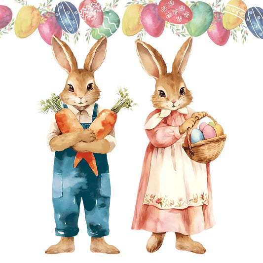 Easter Bunny Window Clings – Cute Rabbit Wall Stickers 2pcs Wall Decals Oasis Select