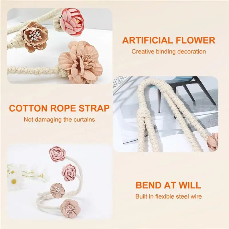A36T-Flower Curtain Tie Curtain Buckle Versatile Living Room Punch-Free Tie Rope Suitable For A Variety Of Styles Peaceful Pleasures Health and Wellness