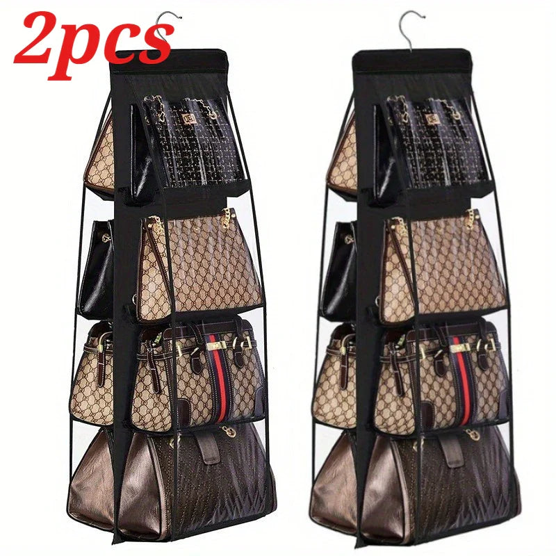 2-Pack Transparent Hanging Closet Organizer Bags with Hanger