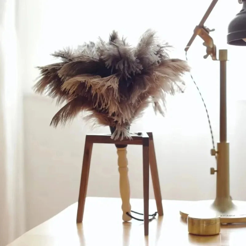 Ostrich Feather Duster Wooden Handle – Anti-Static Cleaning Feather Duster Peaceful Pleasures Health and Wellness
