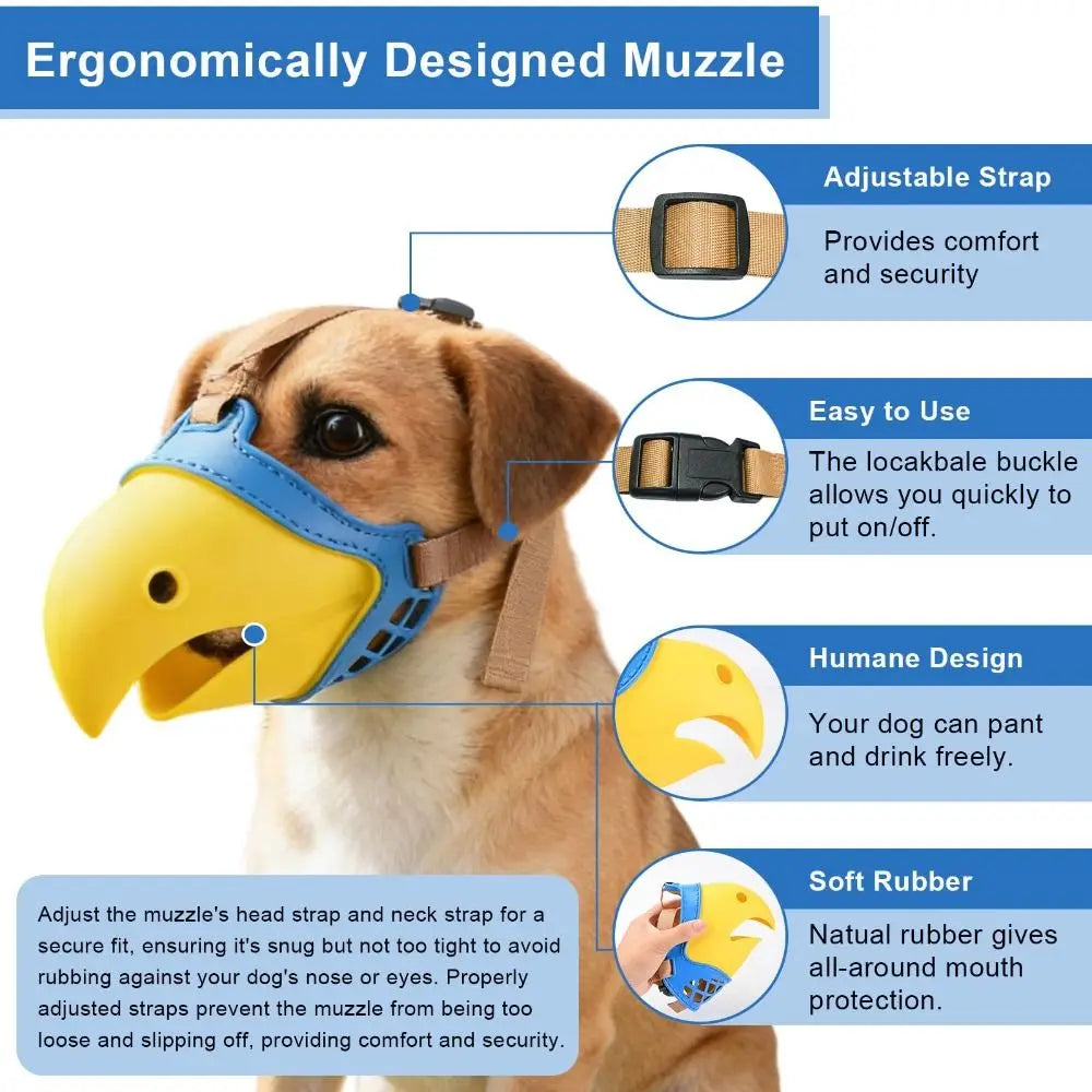 Adjustable Design Silicone Dog Mouth Cover Breathable Anti Bite Dog Walking Mask Comfort Parrot Shaped Pet Anti Barking Muzzle Peaceful Pleasures Health and Wellness