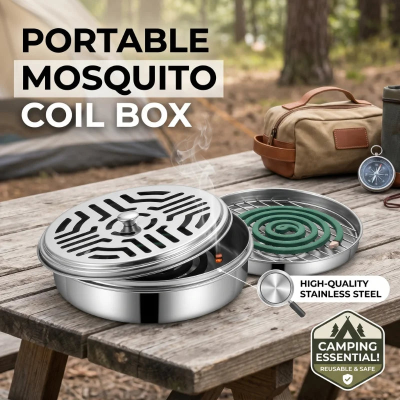 1/2pc Stainless Steel Mosquito Coils Holder round Tray with Cover Easy to Clean Anti-Mosquito Supplies for Outdoor Picnic Travel Peaceful Pleasures Health and Wellness