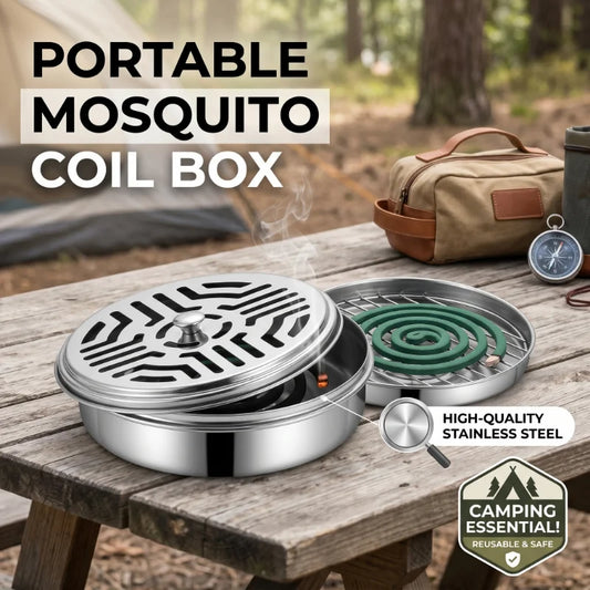 1/2pc Stainless Steel Mosquito Coils Holder round Tray with Cover Easy to Clean Anti-Mosquito Supplies for Outdoor Picnic Travel Peaceful Pleasures Health and Wellness