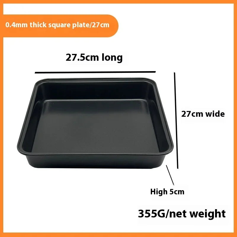 Kitchen Nonstick Rectangular Carbon Steel Roasting Pan | Rustproof Baking Tray for Bread Cake Professional Utensils Carbon Steel Peaceful Pleasures Health and Wellness black 27cm