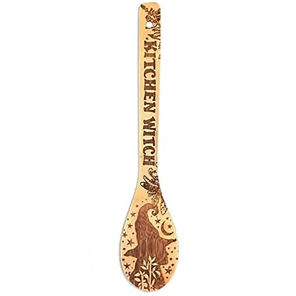 Witchy Bamboo Wooden Spoon Set | Eco-Friendly Kitchen Witch Gift Bamboo Kitchen Utensils Peaceful Pleasures Health and Wellness BSpoon 1PCS 30X6cm