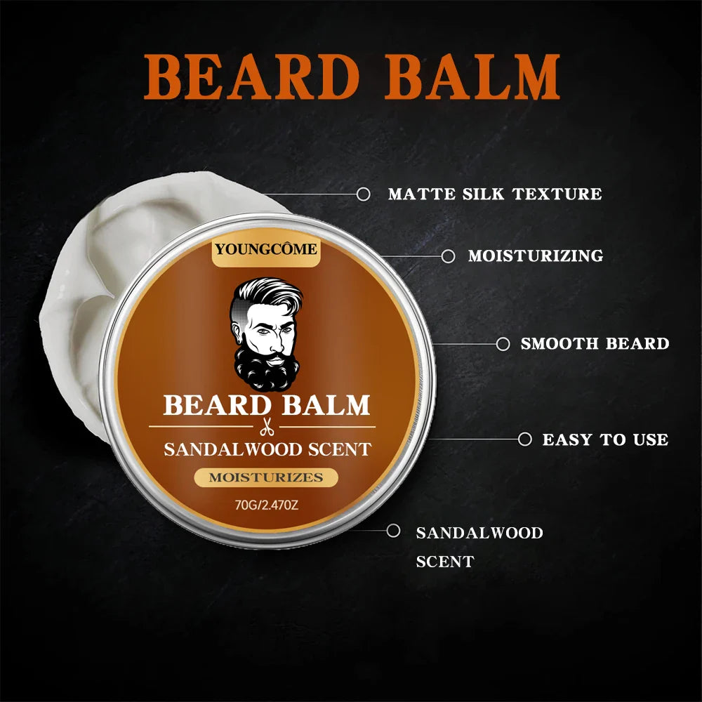 YOUNGCOME Beard Growth Oil & Sandalwood Balm | Argan Oil Kit