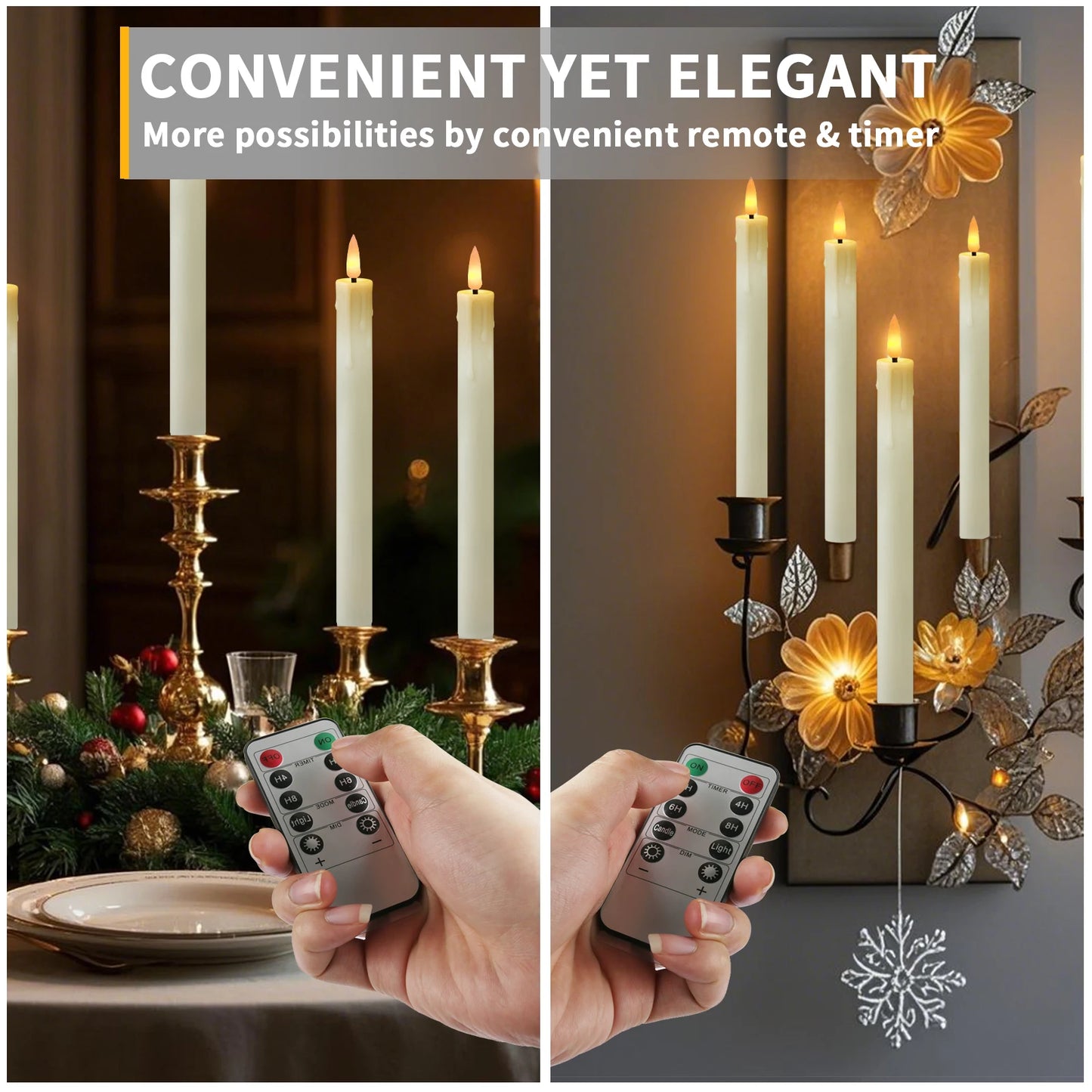 Flameless Candles with Remote Timer Battery Operated LED Flickering Taper Candle for Christmas Decor with 6 Pack Gold Holder Peaceful Pleasures Health and Wellness
