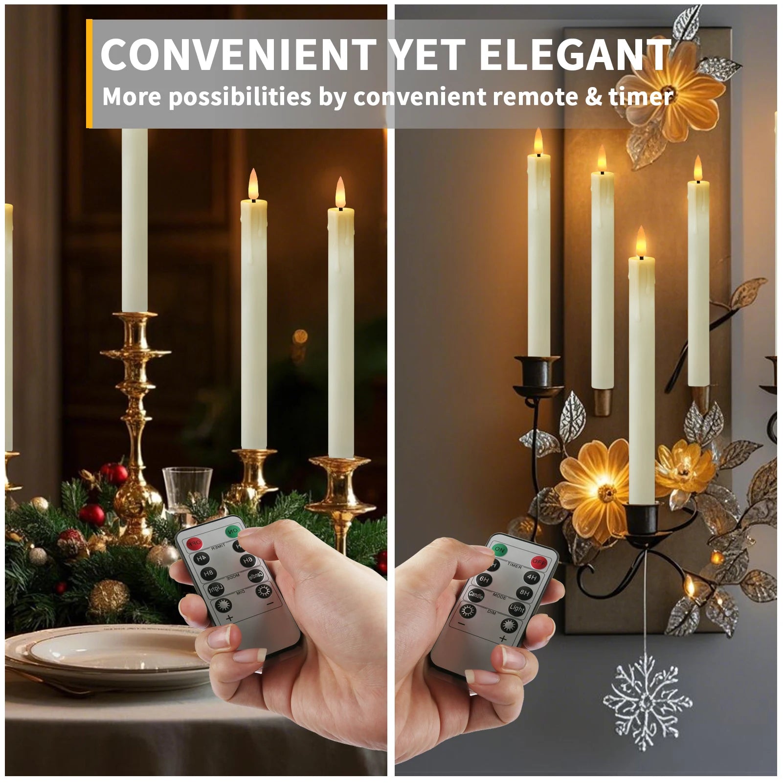 Flameless Candles with Remote Timer Battery Operated LED Flickering Taper Candle for Christmas Decor with 6 Pack Gold Holder Peaceful Pleasures Health and Wellness
