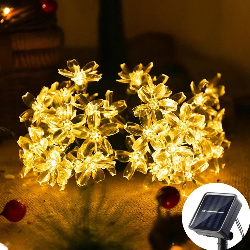 Solar Cherry Blossom String Lights 5M 20 LED Sakura Garland