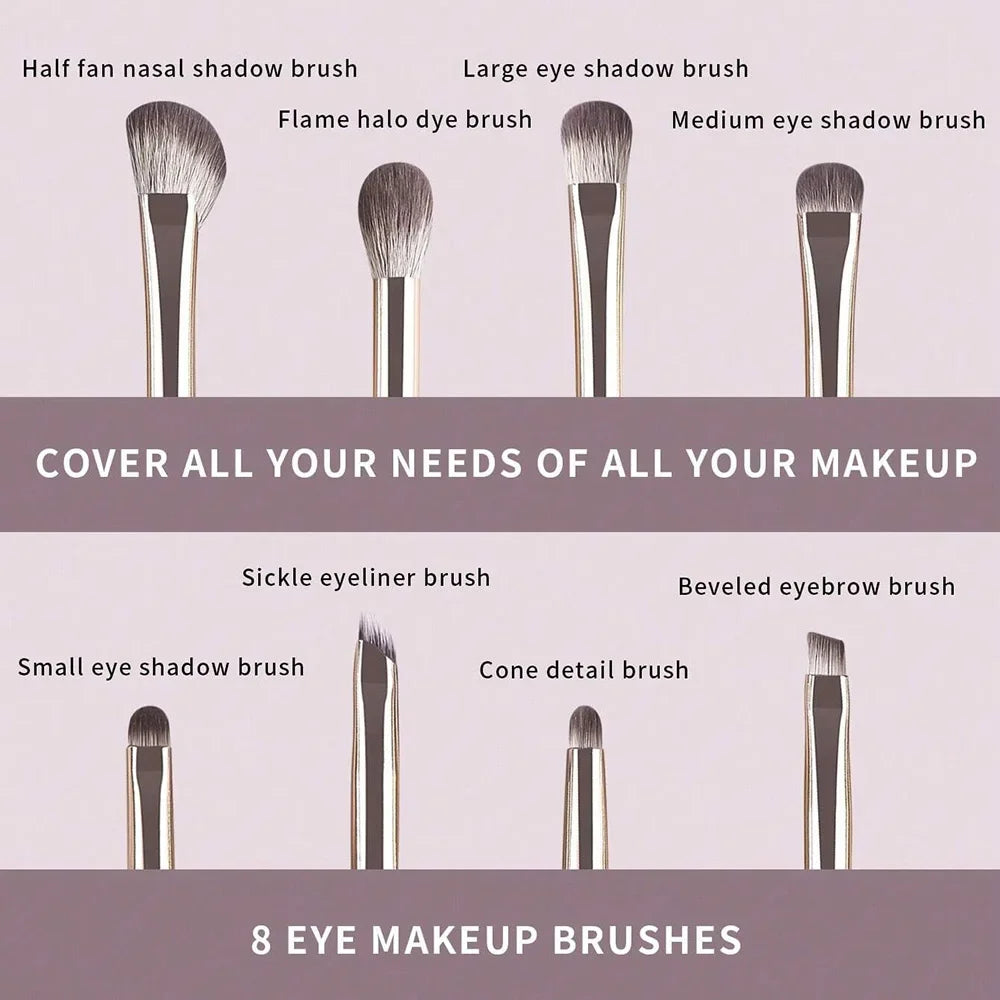 8-Piece Eye Makeup Brush Set – Eyeshadow, Liner & Brow