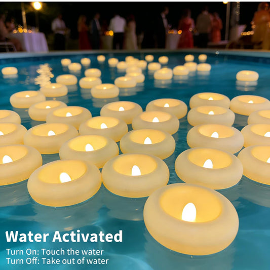 Floating Flameless LED Candles | Waterproof Pool Tealights 12/24 Pack Floating LED Candles Peaceful Pleasures Health and Wellness