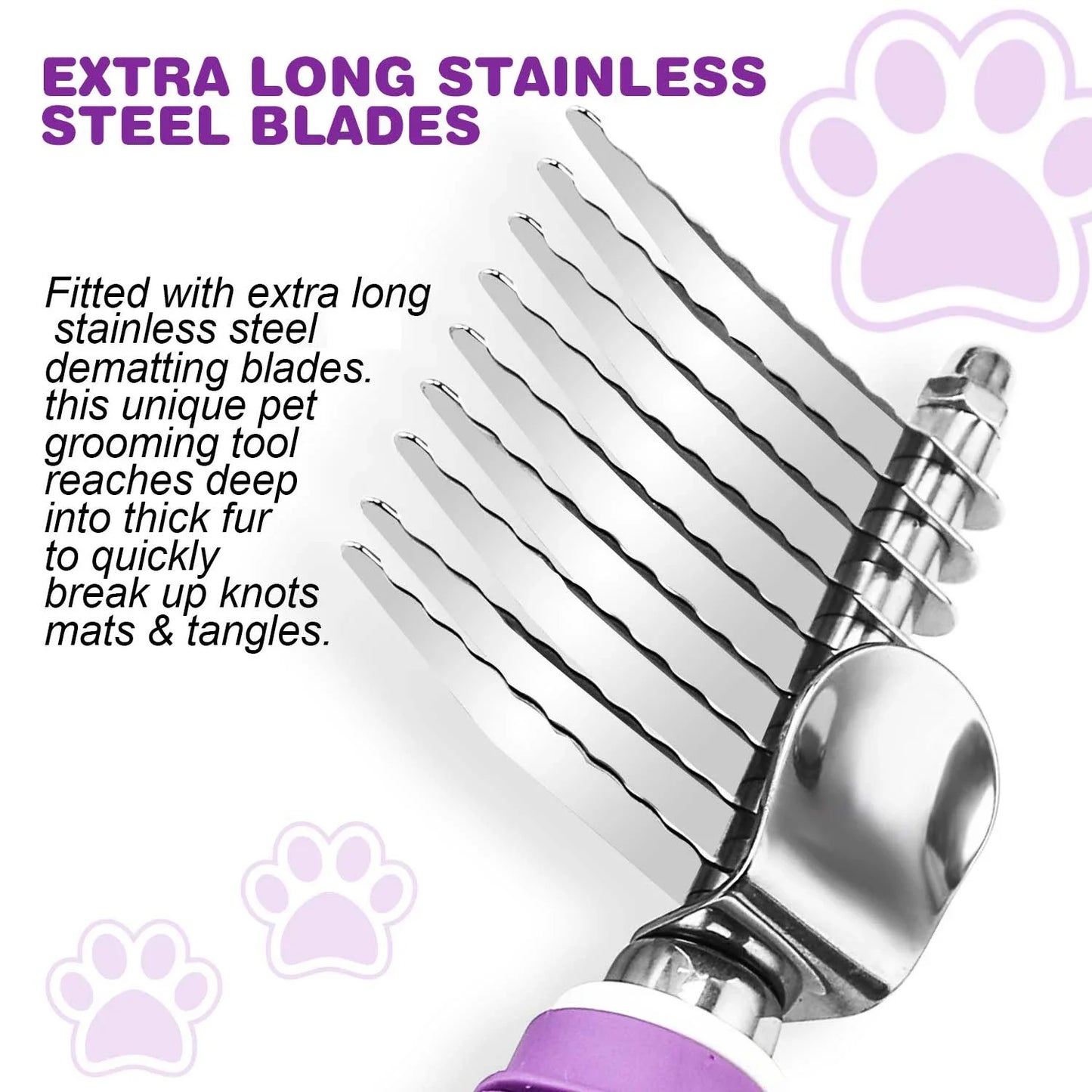 Stainless Steel Dog & Cat Fur Rake Comb | Detangling Tool