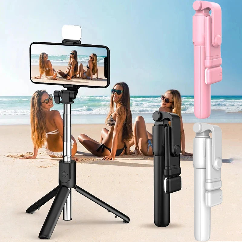 New Bluetooth Selfie Stick Mobile Phone Holder Retractable Portable Multifunc-tional Mini Tripod with Wireless Remote Shutter Peaceful Pleasures Health and Wellness