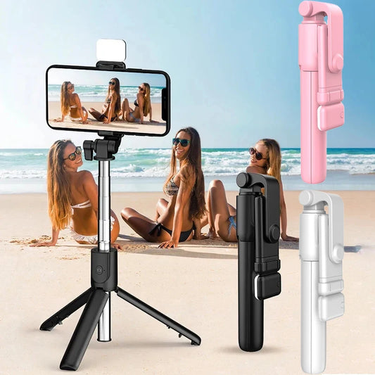New Bluetooth Selfie Stick Mobile Phone Holder Retractable Portable Multifunc-tional Mini Tripod with Wireless Remote Shutter Peaceful Pleasures Health and Wellness