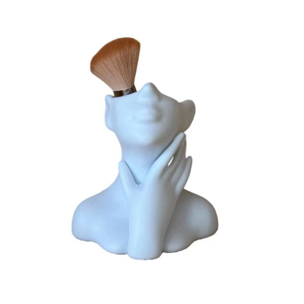 Female Head Vase, Human Body Vase, Plastic Small Flower Vase White Modern for Garden, Home, Living Room Decor,Table Art Statue Peaceful Pleasures Health and Wellness WHITE