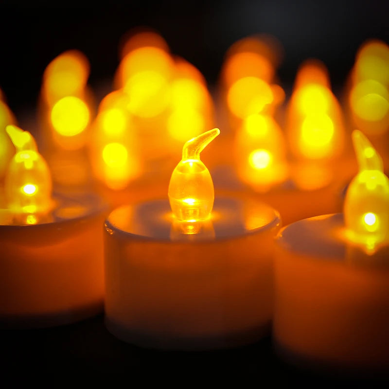 Candles 12/24 Pack Warm Yellow Flameless LED Tea Lights Battery Operated 200+Hours For Aniversary Wedding Home Table Decoration Peaceful Pleasures Health and Wellness