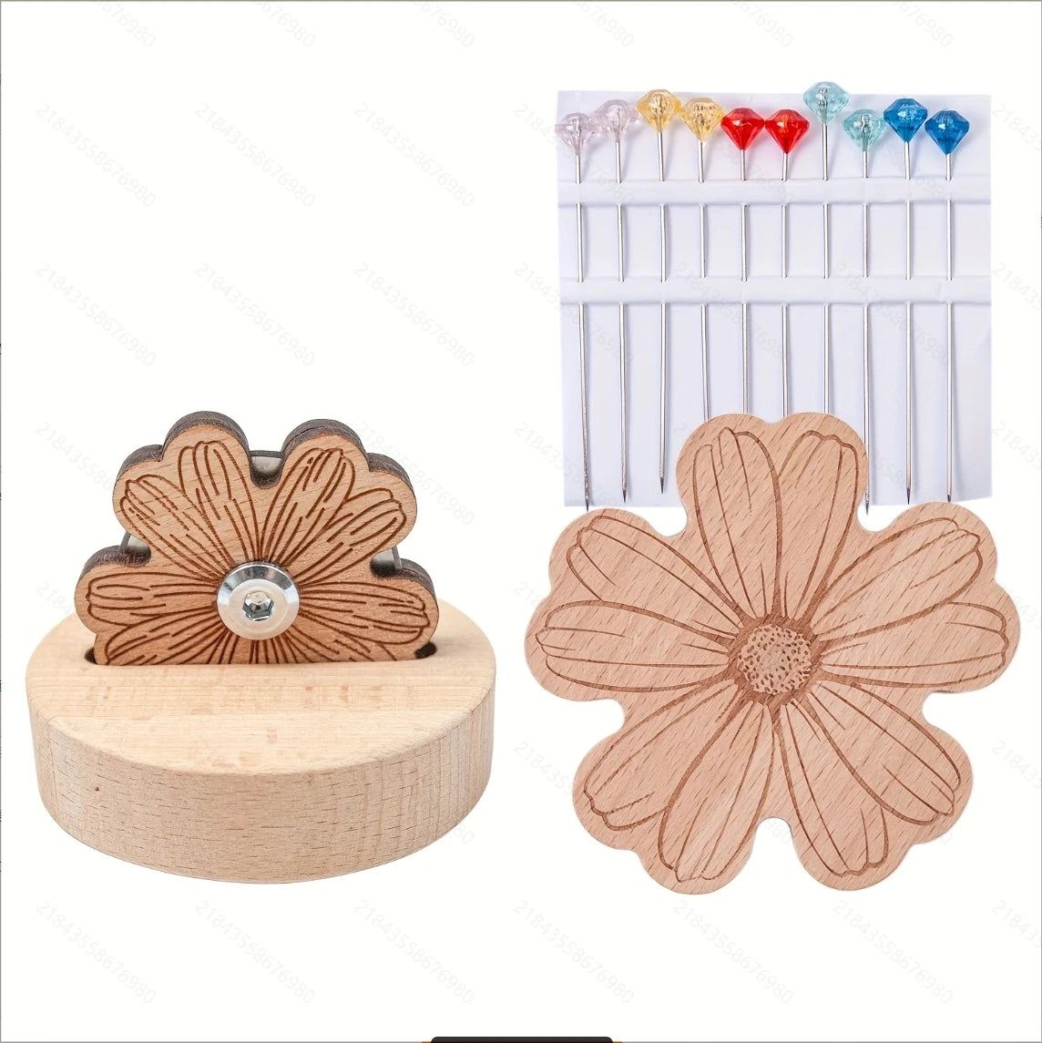 1x Flower Shape Needle Magnetic Pin Holder + 1x Thread Cutter for Cross Stitch Needlework Embroidery +10pcs Positioning Bead Pin Peaceful Pleasures Health and Wellness Light Grey