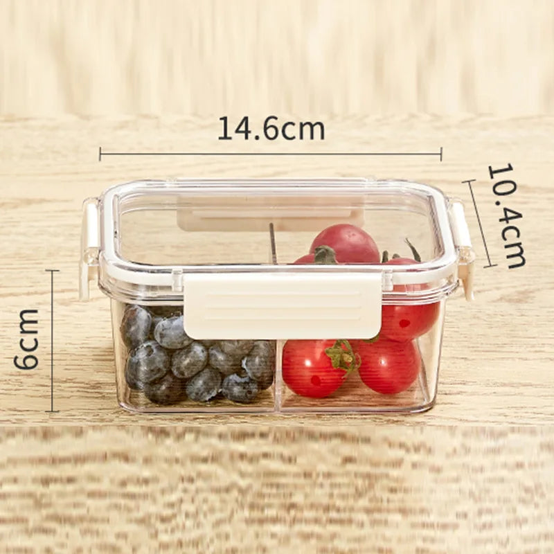 Portable Lunch Box for Kids School Microwave Transparent Bento Box with Compartments Salad Fruit Food Sealed Jar Container Box Peaceful Pleasures Health and Wellness S White With Divider