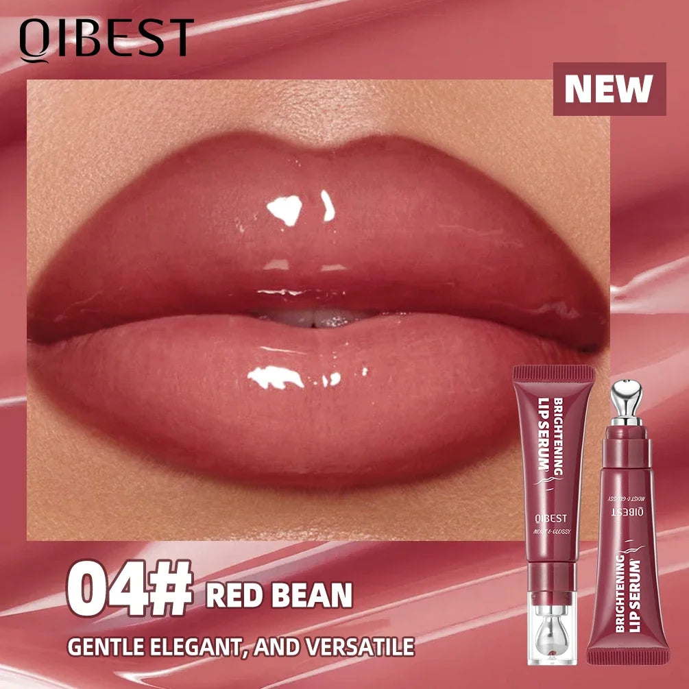 QIBEST Moisturizing Lip Lotion Mirror Pearl Lipgloss Volumizing Lip Glaze Natural Lip Tint Gloss Moisturizing Jelly Lip Stain Peaceful Pleasures Health and Wellness 04 Red Bean