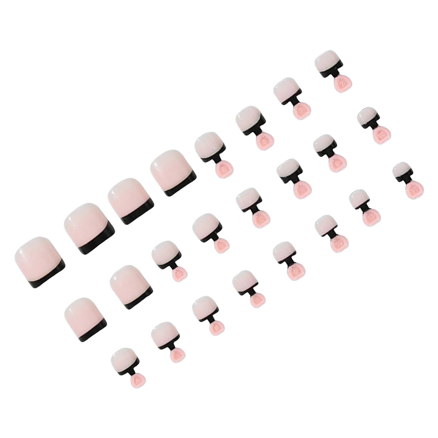 Classic Nude Square False Toenails 24pcs Simple Black French Tip False Acrylic Feet Nails Short Press On Nails Square Wearable Peaceful Pleasures Health and Wellness
