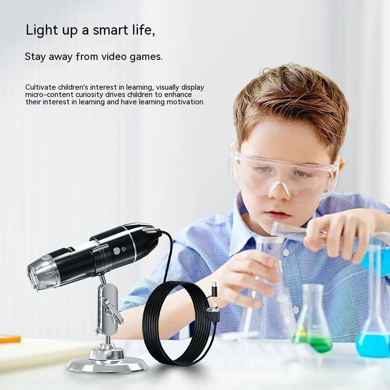 1600X Wifi Electronic Digital Usb Interface Electron Stereo Microscopes 8 Led Bracket for Android Ios Pc Three In One Portable Peaceful Pleasures Health and Wellness