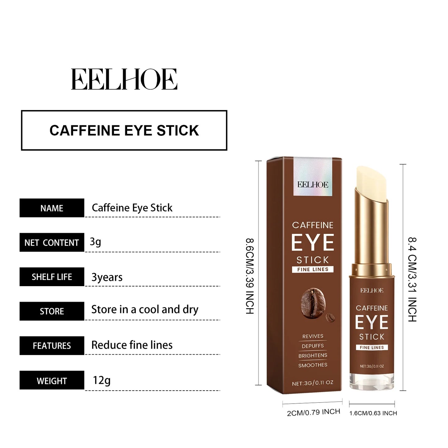 Caffeine Eye Cream Stick – Brighten, Firm & Hydrate | 3g