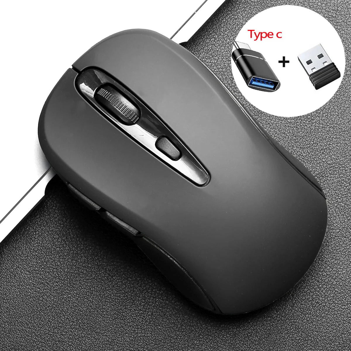 2.4G Wireless Mouse Portable Optical Office Mouse Silent Mouse Adjustable DPI Levels for Laptop Notebook PC MacBook Battery Mice Peaceful Pleasures Health and Wellness Black with OTG