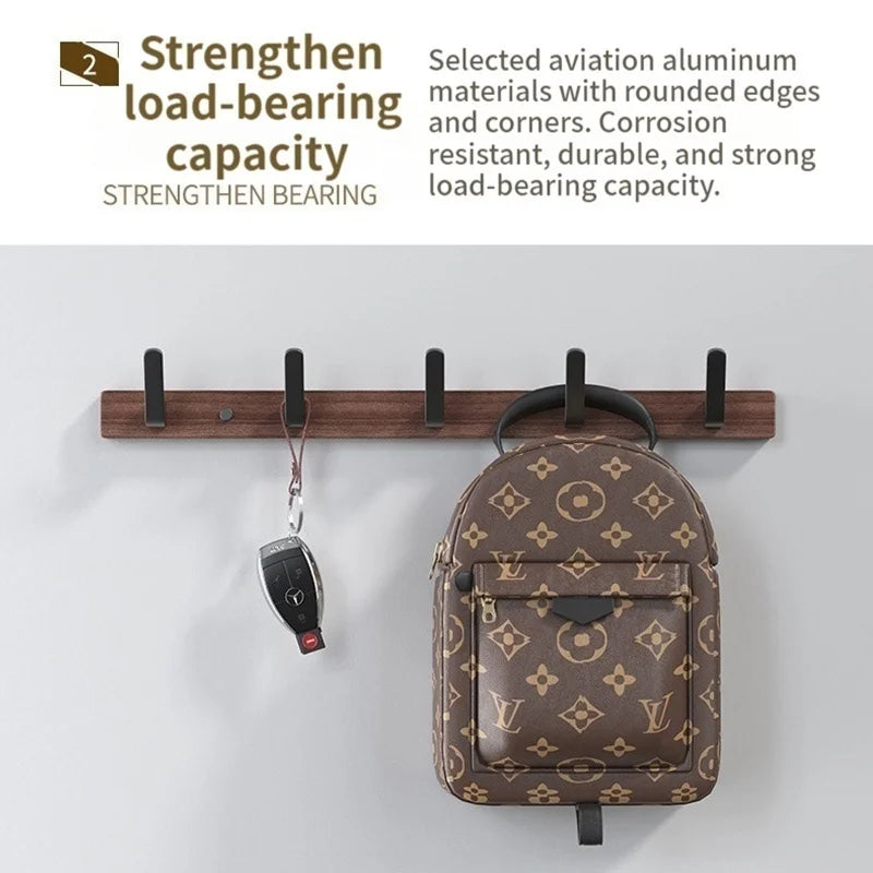 Wood & Aluminum Wall Hook | Coat Hanger for Kitchen & Bathroom