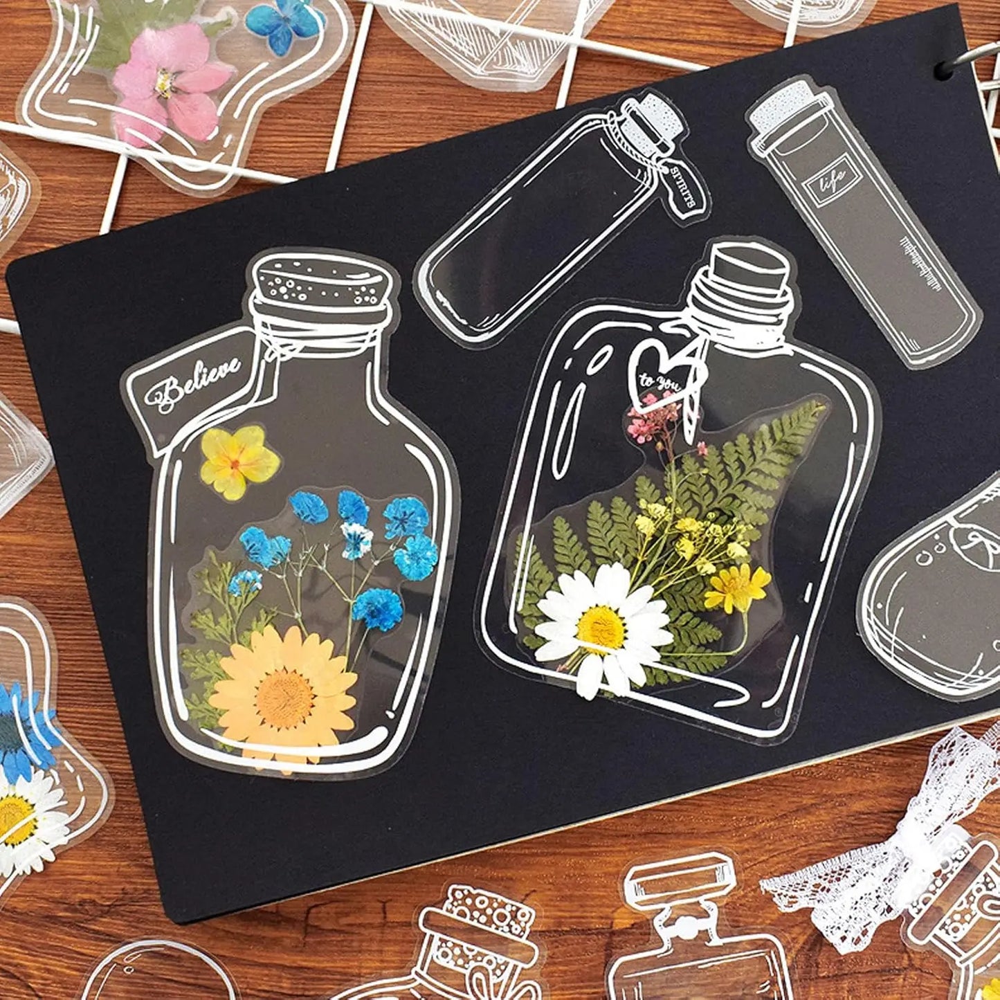 DIY Transparent Pressed Flower Bookmarks Kit – 20/40 Pcs DIY Craft Kit Peaceful Pleasures Health and Wellness