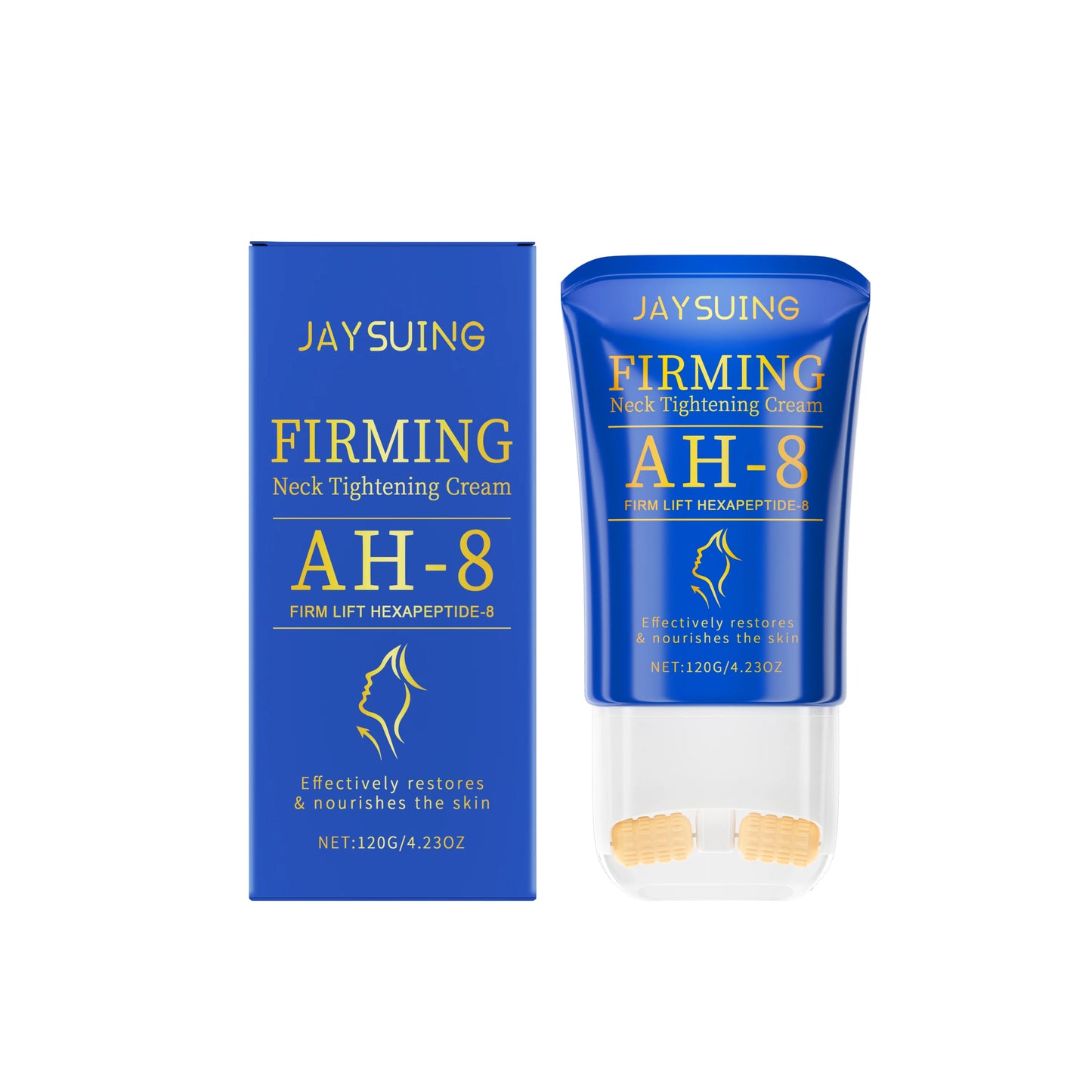 Neck Roller Cream Lift Firm Moisturize Brighten Neck Skin Remove Double Chins Reduce Fine Lines Anti-Wrinkle V-Shaped Face Cream Peaceful Pleasures Health and Wellness 120g boxed 120g