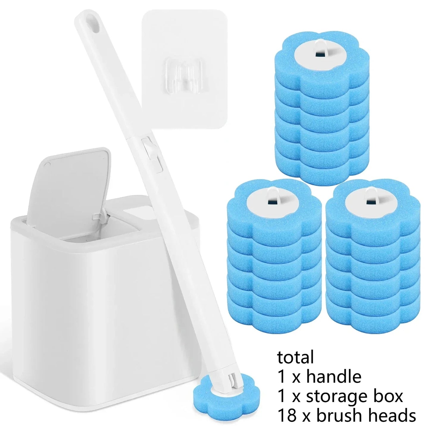 Disposable Toilet Brush Kit – Long Handle & 360° Cleaning Heads
