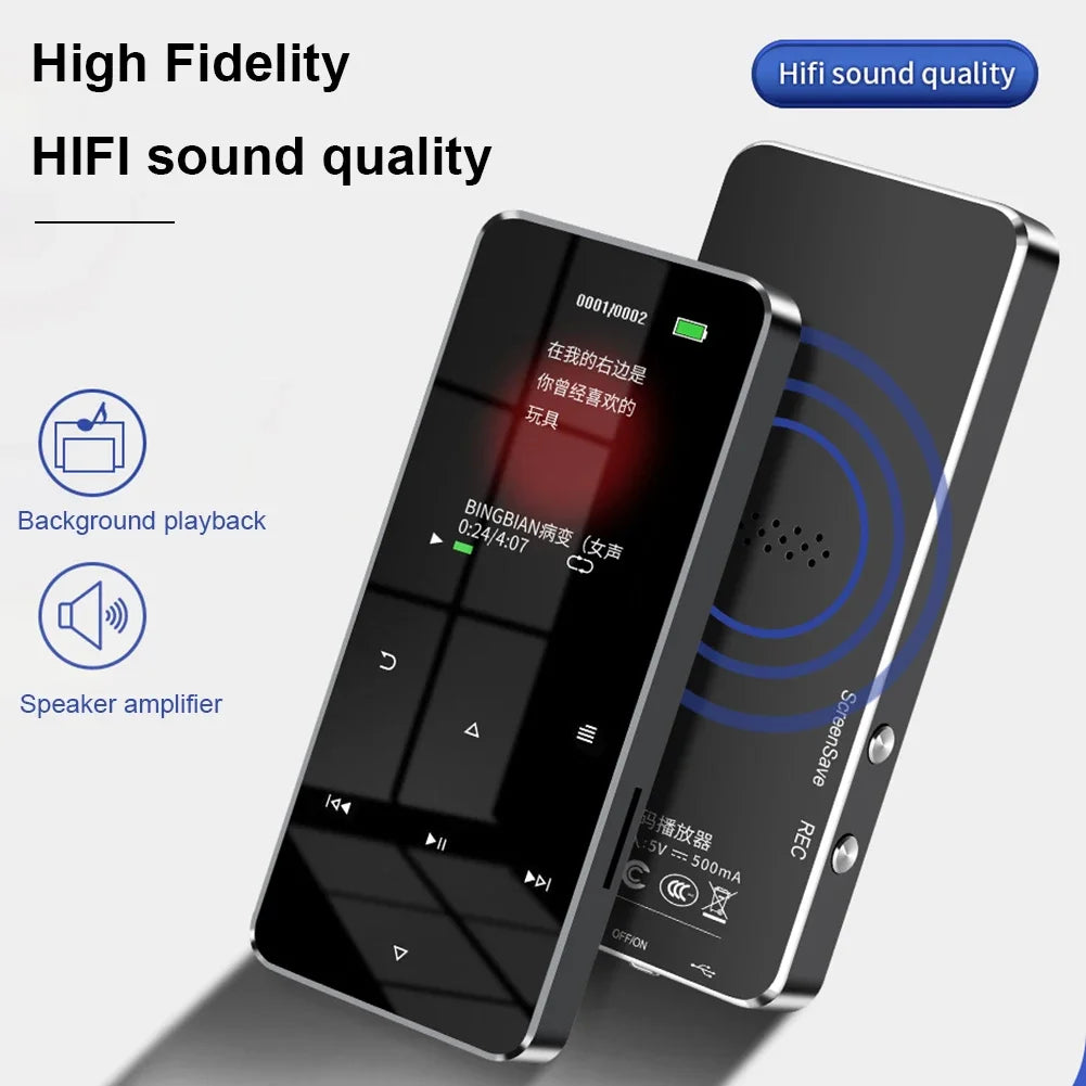 New 1.8 Inch Metal Touch MP3 MP4 Music Player Bluetooth-compatible 5.0 Fm Radio Video Play 8/32/64GB E-book Hifi Player Walkman Peaceful Pleasures Health and Wellness