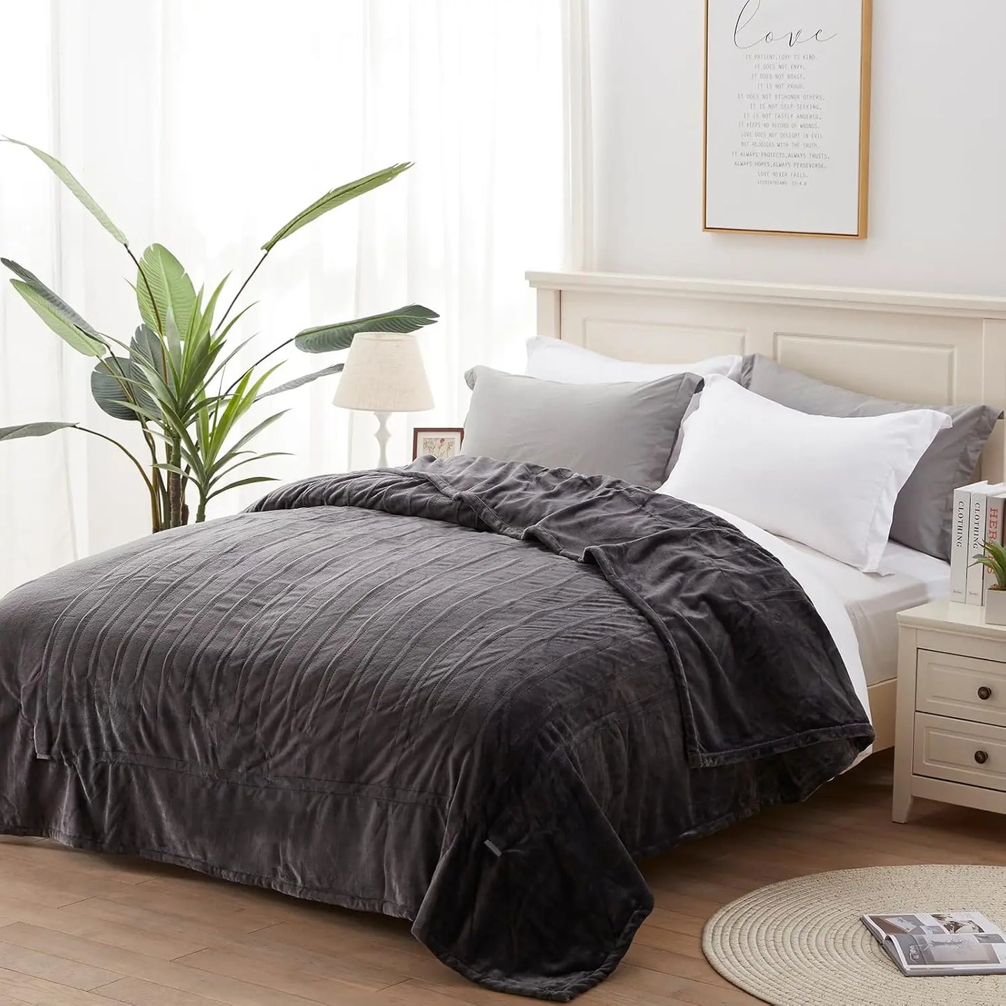 Queen Electric Heated Blanket 84x90" – 10 Levels, ETL/FCC, Charcoal Peaceful Pleasures Health and Wellness United States