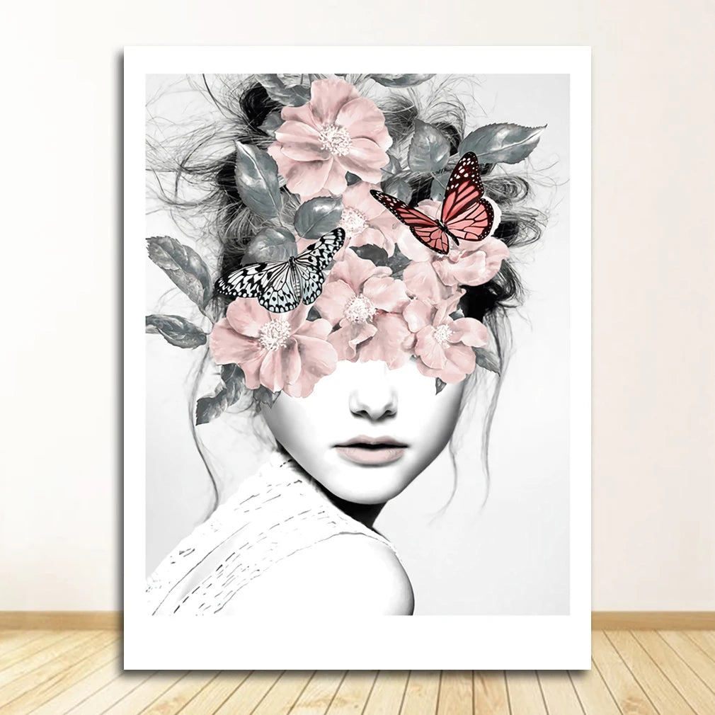Art Modular Canvas Poster Bedside Background Home Decorative Prints Painting Reed Dandelion Feather Girl Pictures Wall Peaceful Pleasures Health and Wellness 0908XX04 20x30cm Unframed