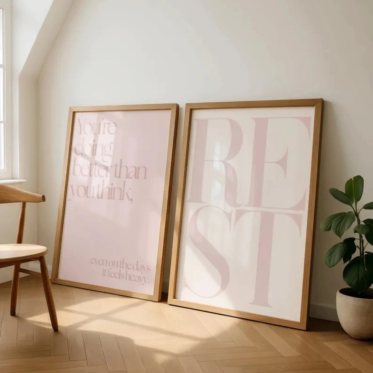 Pink Minimalist Quote Canvas Wall Art | Calm Feminine Decor