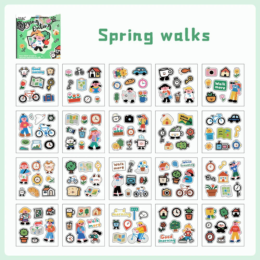 20 Sheets Happy Record Series PET Handbag Sticker Book Student