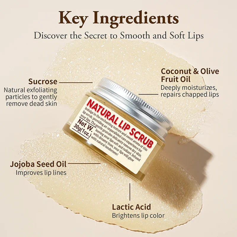 Strawberry Sugar Lip Scrub – Exfoliator & Moisturizer for Dry Lips