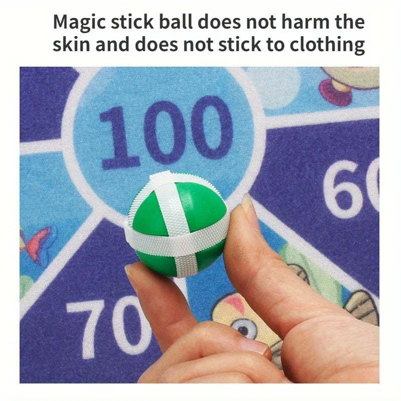Kids Sticky Ball Dart Board – Safe Indoor Outdoor Party Game