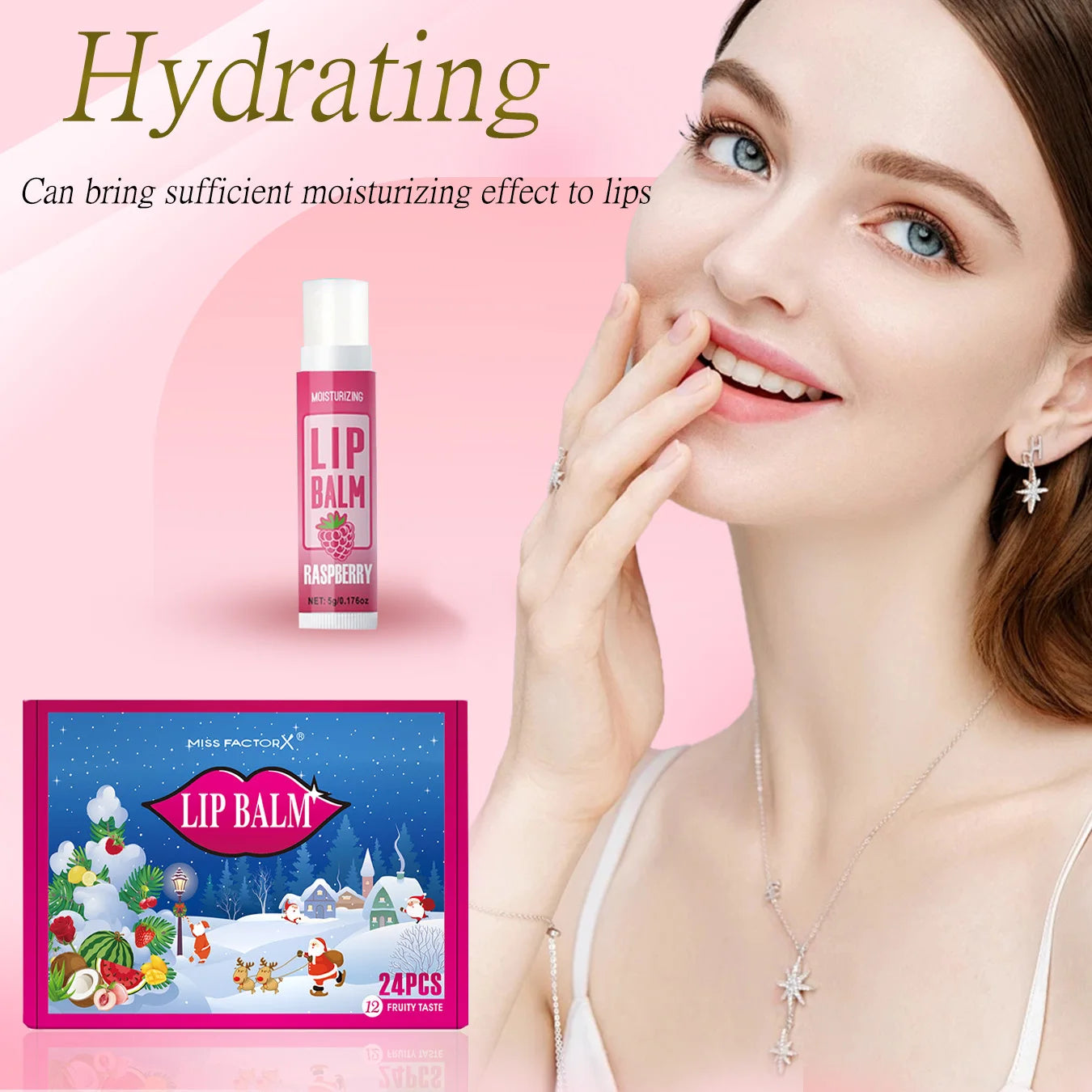 24PCS/ box 12 kinds of flower and fruit lip balm set Gift Natural fragrance moisturizing exfoliating and brightening lip color Peaceful Pleasures Health and Wellness
