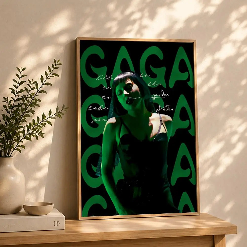 Singer L-Lady GagaS Poster HD Self Adhesive Waterproof Wall Art Ideal for Home Office Dorm Bedroom Great Gift Peaceful Pleasures Health and Wellness White14 50X70cmNoframe
