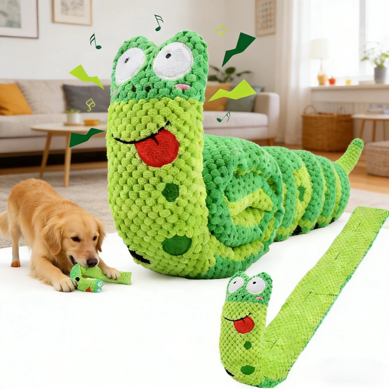 Dog Puzzle Feeder Snail Toy – Squeaky Plush Interactive Puppy