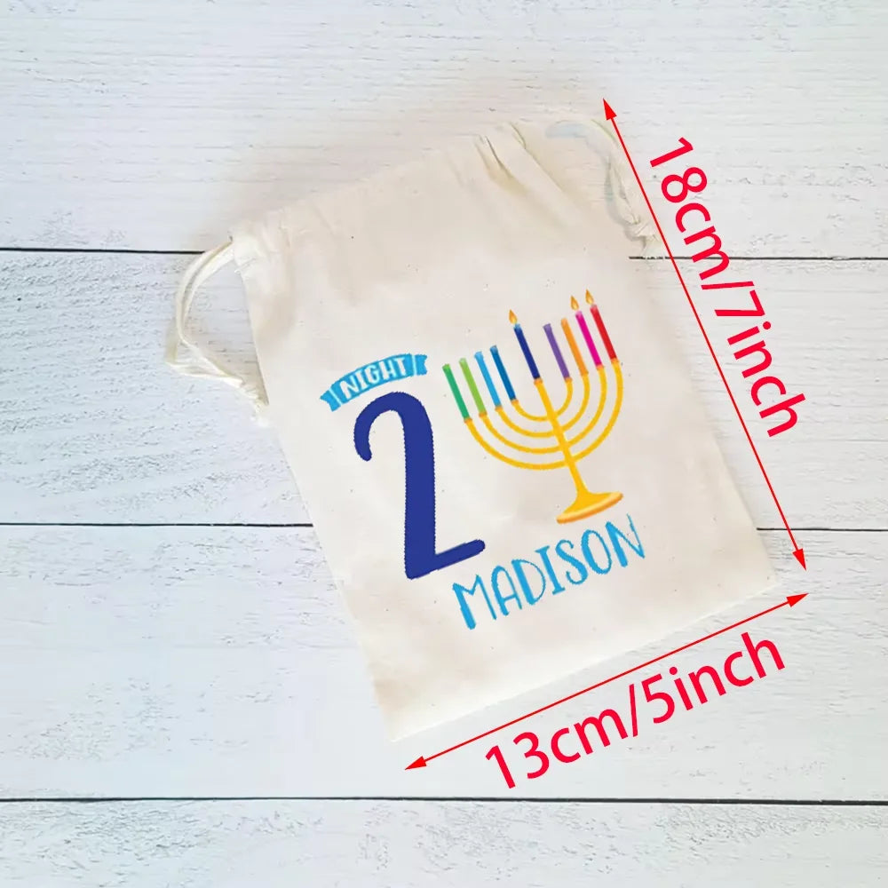Personalized 8-Piece Hanukkah Countdown Gift Bag Set | 8 Nights