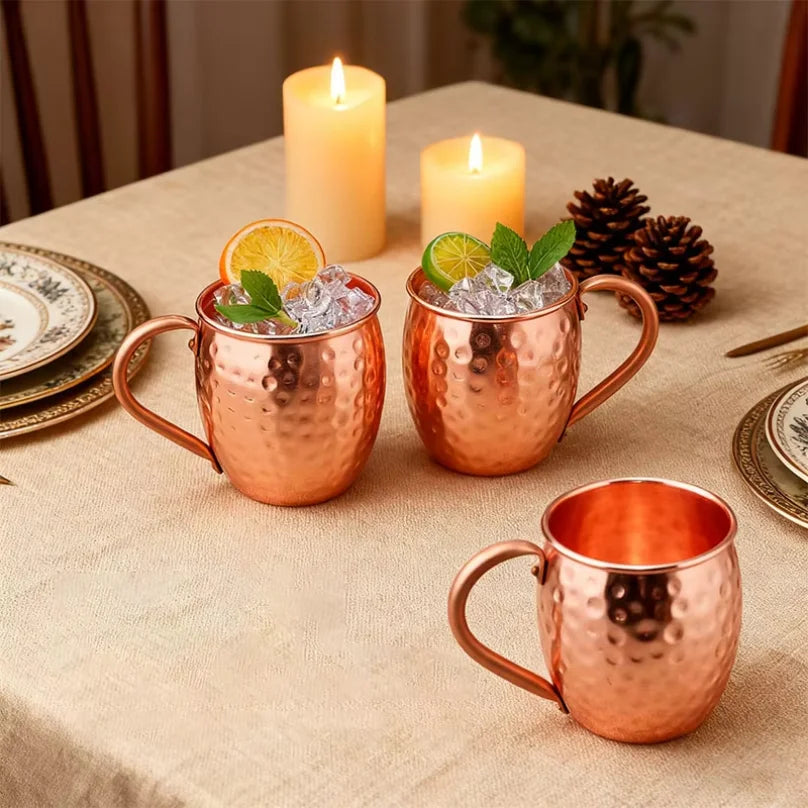 Moscow Mule Mug Durable Coppery Beer Mugs 350ml Coffee Mug Milk Cup Drinkware 304 Stainless Steel Copper-Plated Hammered Cup Peaceful Pleasures Health and Wellness