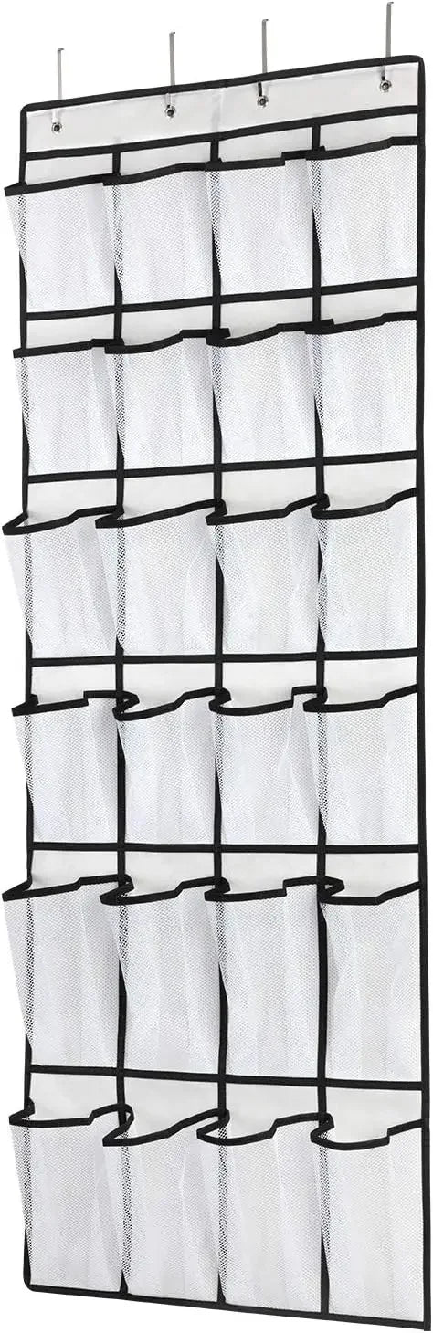 24-Pocket Hanging Shoe Organizer, Breathable Mesh Storage Bag for Men Women Kids Shoes, Space-Saving Door Rack Peaceful Pleasures Health and Wellness United States