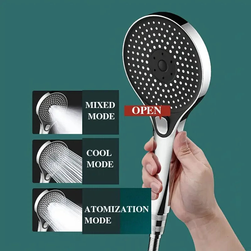 3-Speed High-Pressure Shower Head Set | Large Panel, Water Saving